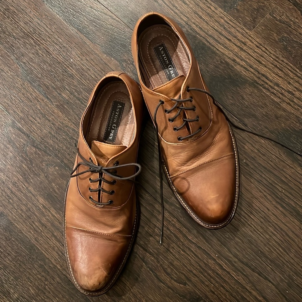 Aston Grey tan Leather shoes size 10.5 Men’s
